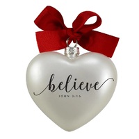 ORNAMENT HEART BELIEVE RIBBON HANG