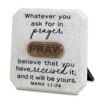 TABLETOP COPPER STONE PLAQUE PRAY 3.75"H