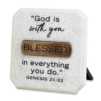 TABLETOP COPPER PLAQUE BLESSED 3.75H"