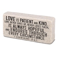 Scripture Block: Love (1 Cor. 13:4 & 7) (Cast Stone)