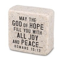Cast Stone Plaque: Peace Scripture Stone, Cream (Romans 15:13)