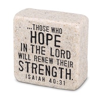 Cast Stone Plaque: Hope Scripture Stone, Cream (Isaiah 40:31)