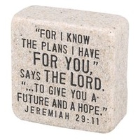 Cast Stone Plaque: His Plans Scripture Stone, Cream (Jeremiah 29:11)