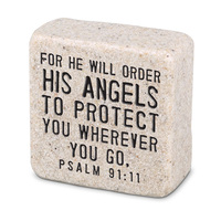 Cast Stone Plaque Scripture Stone - His Angels