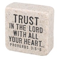 Cast Stone Plaque: Trust Scripture Stone, Cream (Proverbs 3:5-6)