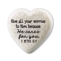 Scripture Stone Hearts of Hope: He Cares For You