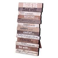 Stacked Word Wall Plaque: Believe, Mdf/Paper, Desktop