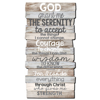 Stacked Wood Plaque: Serenity, Medium Wall (Phil 4:13)