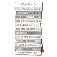Tabletop Plaque: Our Family, Stacked Wood, Mdf, Easel Back Or Wall Hanging Option