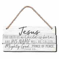 Christmas Ornament: Jesus, Stacked Wood, Natural Gray (Mdf)