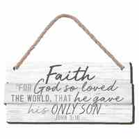 Christmas Ornament: Faith, Stacked Wood, Natural Gray (Mdf)