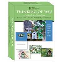 Boxed Cards: Thinking of You Bird Houses (12 cards, 3 each of designs)