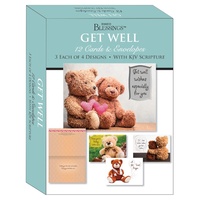 Boxed Cards: Get Well Teddy Bears (12 cards, 3 each of 4 designs)