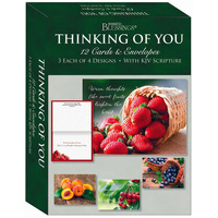 Boxed Cards: Thinking of You Fruitful Blessings (12 cards, 3 each of 4 designs)