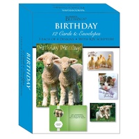Boxed Cards: Birthday Fur and Feathers (12 cards, 3 each of 4 designs)