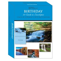 Boxed Cards: Birthday Waterways (12 cards, 3 each of 4 designs)