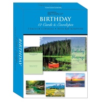 Boxed Cards: Birthday Scenic (12 cards, 3 each of 4 designs)