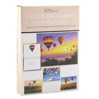 Boxed Cards: Encouragement Hot Air Balloons (12 cards, 3 each of 4 designs)