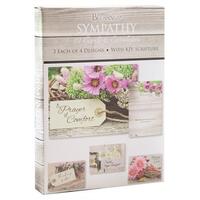 Boxed Cards: Sympathy Rustic Flowers (12 cards, 3 each of 4 designs)