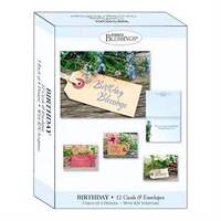 Boxed Cards: Happy Birthday Floral Tags (12 cards, 3 each of 4 designs)