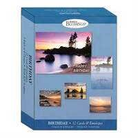 Boxed Cards: Birthday On the Shore (12 cards, 3 each of 4 designs)