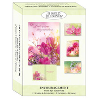 Boxed Cards: Encouragement Spring Blossoms (12 cards, 3 each of 4 designs)