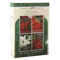 Christmas Boxed Cards: Be Happy and Blessed (12 cards, 3 each of 4 designs)