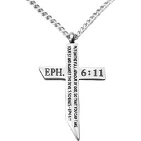 Epiphaneia Men's Stainless Steel Cross Necklace Armour Of God Ephesians 6:11