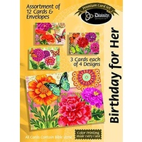 Birthday For Her Assortment:Butterfly Blooms (12 Boxed Cards)