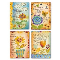 Happy Birthday : Abstract Flowers (12 Boxed Cards)