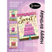 Boxed Birthday Cards - Cakes & Cupcakes - Set Of 12