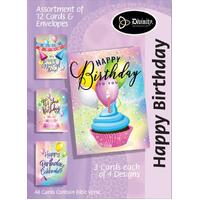 Happy Birthday to You Balloon & Cupcake (12 Boxed Cards)