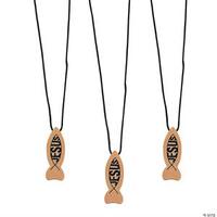 Wooden Jesus Fish Necklace