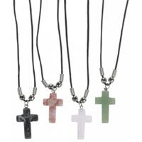 Semi-Precious Stone Cross Necklace (Assorted Designs)