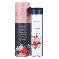 Water Bottle Clear Glass: Best Teacher, 591ml, Cold Drinks Only (Best Teacher Ever Collection)