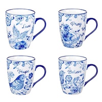 Ceramic Mug Set: Believe, Hope, Pray & Love Blue