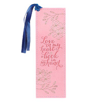 Love in My Heart Pink Faux Leather Bookmark