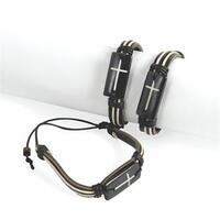 Leather Natural Cross Bracelet (one)