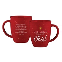 Ceramic Christmas Mug: Christmas Begins with Christ Red