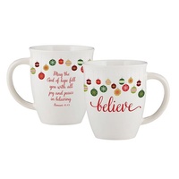 Ceramic White Christmas Mug: Believe