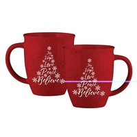 Ceramic Christmas Tree Mug: Believe Red