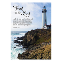 Poster Large: Trust in the Lord, Lighthouse on Rocky Hill