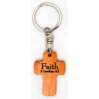 Cross Keyring: Faith 2 Corinthians 5:7 (Mahogany)