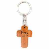 Cross Keyring: Pray, James 4:8 (Mahogany)