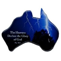 Christian Australia Map Shaped Resin Fridge Magnet: Lighting Blue/God's Glory