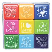 Christian Stamp Box Set of 9 Stamps, Each Stamp Size is 28Mm X 28MM