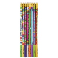 Pencils: Pack of 8 Different Designs with Erasers on the Pencils
