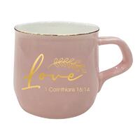 Ceramic Mug Ash Pink: Love (1 Corinthians 16:14)