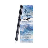 Gel Pen (Black) with Bookmark Gift Set: Strong and Courageous (Joshua 1:9)