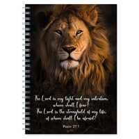 Spiral Bound Hardcover Journal: The Lord is My Light and My Salvation, Lion, Psalm 27:1